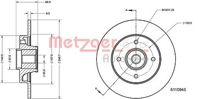 Metzger Bremsscheibe [Hersteller-Nr. 6110945] für Citroën, Peugeot von METZGER