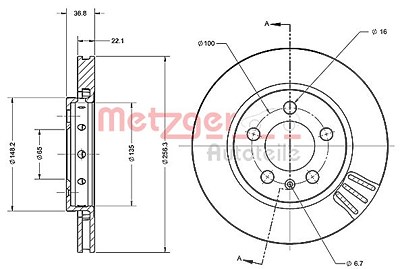 Metzger Bremsscheibe Hinterachse BELÜFTET [Hersteller-Nr. 6110190] für VW, Audi, Seat, Skoda von METZGER