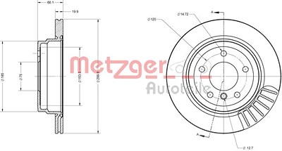 Metzger Bremsscheibe Hinterachse Belüftet [Hersteller-Nr. 6110133] für BMW von METZGER