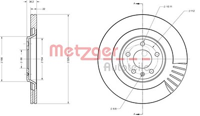 Metzger Bremsscheibe Hinterachse Belüftet [Hersteller-Nr. 6110616] für Audi von METZGER