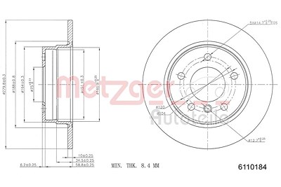 Metzger Bremsscheibe Hinterachse Voll [Hersteller-Nr. 6110184] für BMW von METZGER