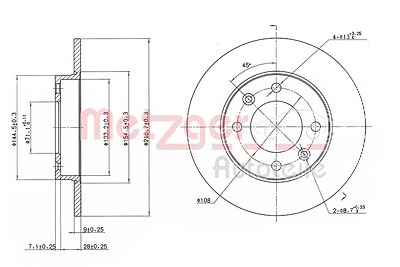 Metzger Bremsscheibe Hinterachse Voll [Hersteller-Nr. 6110094] für Citroën, Peugeot von METZGER