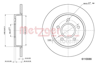 Metzger Bremsscheibe Hinterachse Voll [Hersteller-Nr. 6110088] für Ford von METZGER