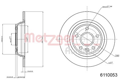 Metzger Bremsscheibe Hinterachse Voll [Hersteller-Nr. 6110053] für Ford, Land Rover von METZGER