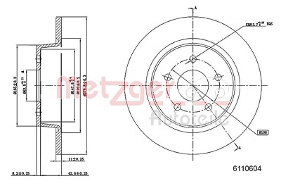 Metzger Bremsscheibe Hinterachse Voll [Hersteller-Nr. 6110604] für Ford von METZGER