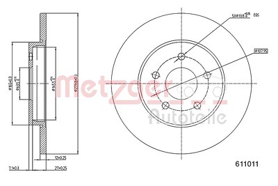 Metzger Bremsscheibe Hinterachse Voll [Hersteller-Nr. 6110101] für Ford, Jaguar von METZGER