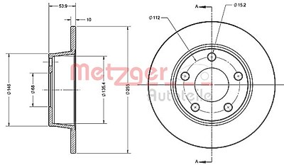 Metzger Bremsscheibe Hinterachse Voll [Hersteller-Nr. 6110490] für Audi von METZGER