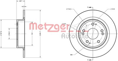 Metzger Bremsscheibe Hinterachse Voll [Hersteller-Nr. 6110426] für Honda von METZGER