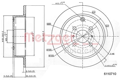 Metzger Bremsscheibe Hinterachse Voll [Hersteller-Nr. 6110710] für Toyota von METZGER