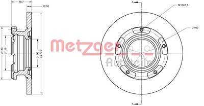 Metzger Bremsscheibe Hinterachse voll [Hersteller-Nr. 6110205] für Ford von METZGER