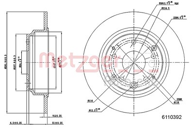 Metzger Bremsscheibe [Hersteller-Nr. 6110392] für Honda von METZGER