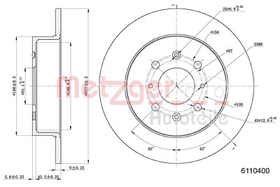 Metzger Bremsscheibe [Hersteller-Nr. 6110400] für Honda, Mg von METZGER