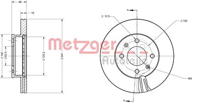 Metzger Bremsscheibe [Hersteller-Nr. 6110626] für Hyundai von METZGER