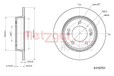 Metzger Bremsscheibe [Hersteller-Nr. 6110751] für Kia, Hyundai von METZGER