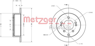 Metzger Bremsscheibe [Hersteller-Nr. 6110396] für Kia von METZGER