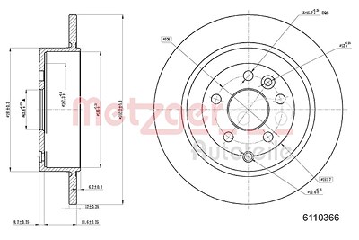 Metzger Bremsscheibe [Hersteller-Nr. 6110366] für Land Rover von METZGER