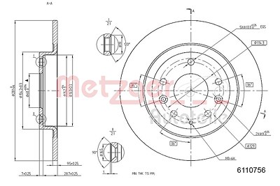 Metzger Bremsscheibe [Hersteller-Nr. 6110756] für Mazda von METZGER