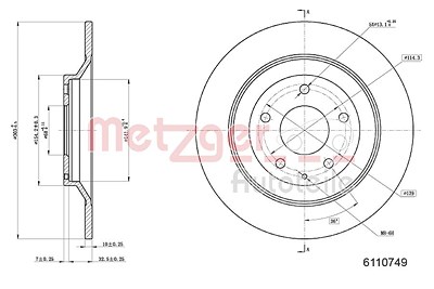 Metzger Bremsscheibe Hinterachse Voll [Hersteller-Nr. 6110749] für Mazda von METZGER