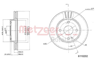 Metzger Bremsscheibe [Hersteller-Nr. 6110202] für Mazda von METZGER