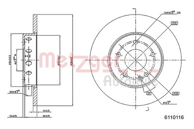 Metzger Bremsscheibe [Hersteller-Nr. 6110116] für Mercedes-Benz von METZGER