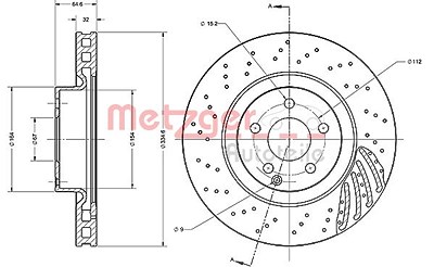 Metzger Bremsscheibe [Hersteller-Nr. 6110233] für Mercedes-Benz von METZGER