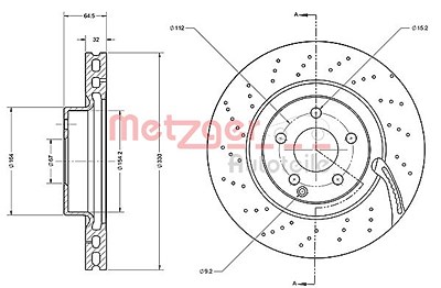 Metzger 1x Bremsscheibe [Hersteller-Nr. 6110194] für Mercedes-Benz von METZGER