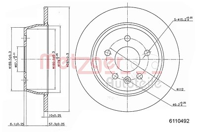 Metzger Bremsscheibe [Hersteller-Nr. 6110492] für Mercedes-Benz von METZGER