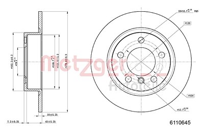 Metzger Bremsscheibe [Hersteller-Nr. 6110645] für Mini von METZGER