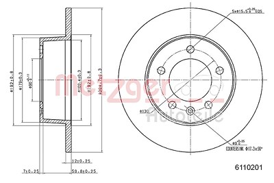 Metzger Bremsscheibe [Hersteller-Nr. 6110201] für Nissan, Opel, Renault von METZGER