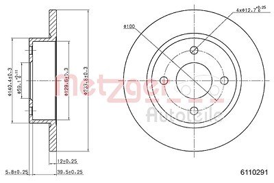 Metzger Bremsscheibe [Hersteller-Nr. 6110291] für Nissan von METZGER