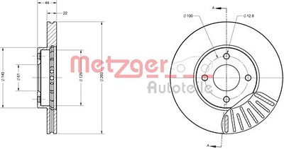 Metzger Bremsscheibe [Hersteller-Nr. 6110680] für Nissan von METZGER