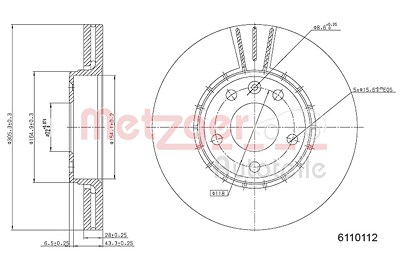 Metzger Bremsscheibe [Hersteller-Nr. 6110112] für Nissan, Opel, Renault von METZGER