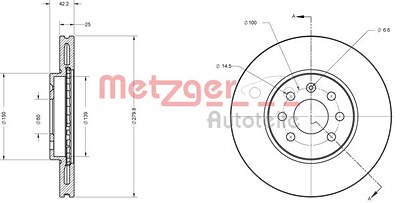 Metzger Bremsscheibe [Hersteller-Nr. 6110193] für Opel von METZGER