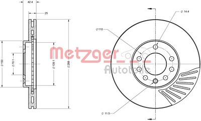 Metzger Bremsscheibe [Hersteller-Nr. 6110164] für Opel, Saab von METZGER