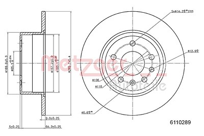 Metzger Bremsscheibe [Hersteller-Nr. 6110289] für Saab, Opel von METZGER