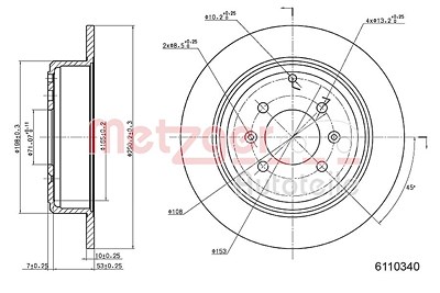 Metzger Bremsscheibe [Hersteller-Nr. 6110340] für Peugeot von METZGER