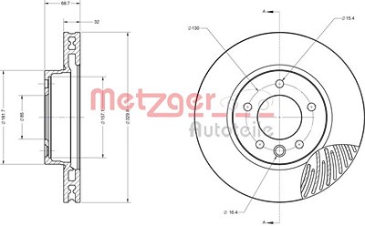 Metzger 1x Bremsscheibe [Hersteller-Nr. 6110518] für Porsche, VW von METZGER