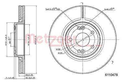 Metzger Bremsscheibe [Hersteller-Nr. 6110478] für Renault von METZGER