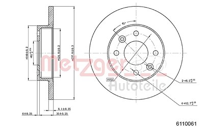 Metzger Bremsscheibe [Hersteller-Nr. 6110061] für Renault von METZGER