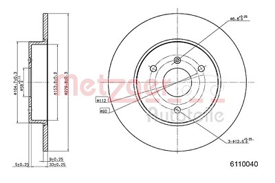 Metzger Bremsscheibe [Hersteller-Nr. 6110040] für Smart von METZGER