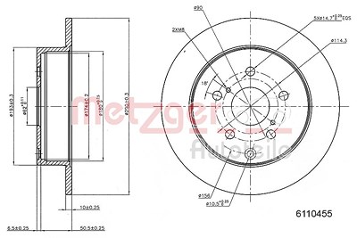 Metzger Bremsscheibe [Hersteller-Nr. 6110455] für Toyota von METZGER