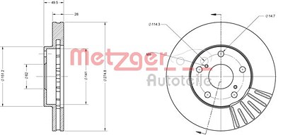 Metzger Bremsscheibe [Hersteller-Nr. 6110624] für Toyota von METZGER