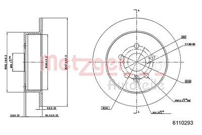 Metzger Bremsscheibe [Hersteller-Nr. 6110293] für Toyota von METZGER