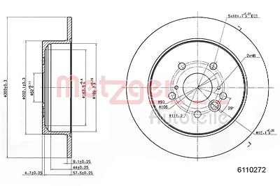 Metzger Bremsscheibe [Hersteller-Nr. 6110272] für Toyota von METZGER