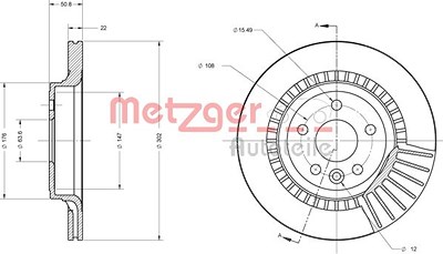 Metzger Bremsscheibe Hinterachse Belüftet [Hersteller-Nr. 6110576] für Volvo von METZGER