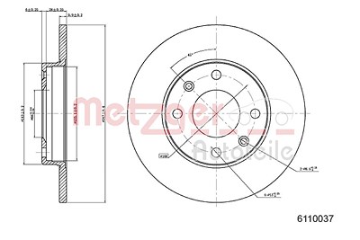 Metzger Bremsscheibe Vorder/Hinterachse Voll [Hersteller-Nr. 6110037] für Citroën, Peugeot von METZGER