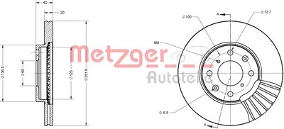 Metzger Bremsscheibe Vorderachse BELÜFTET [Hersteller-Nr. 6110255] für Opel, Suzuki von METZGER