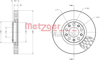 Metzger Bremsscheibe Vorderachse Belüftet [Hersteller-Nr. 6110558] für Alfa Romeo von METZGER