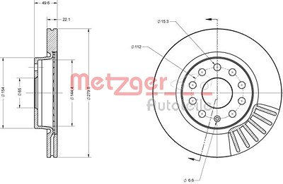 Metzger Bremsscheibe Vorderachse Belüftet [Hersteller-Nr. 6110161] für Audi, VW, Seat, Skoda von METZGER