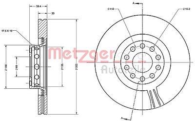 Metzger 1x Bremsscheibe Vorderachse Belüftet [Hersteller-Nr. 6110557] für Audi, VW von METZGER